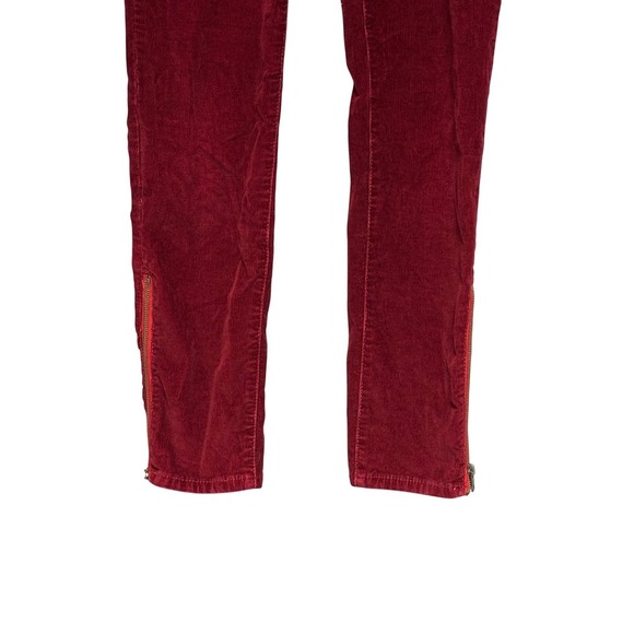 Pilcro Anthropologie Corduroy Burgundy Skinny Zip Ankle Pants Women's Size 29 - Picture 3 of 9